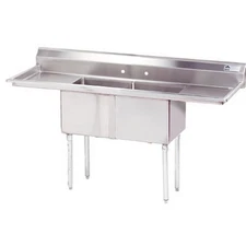 24 in x 24 in x 14 in 2 Compartment Sink w/ Left and Right Drainboards