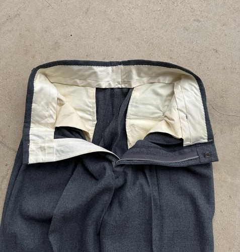 1940s Vtg High Waist Wool Gray Rockabilly Pants W 28 L 30 Trousers Cuffed 40s - Picture 14 of 19