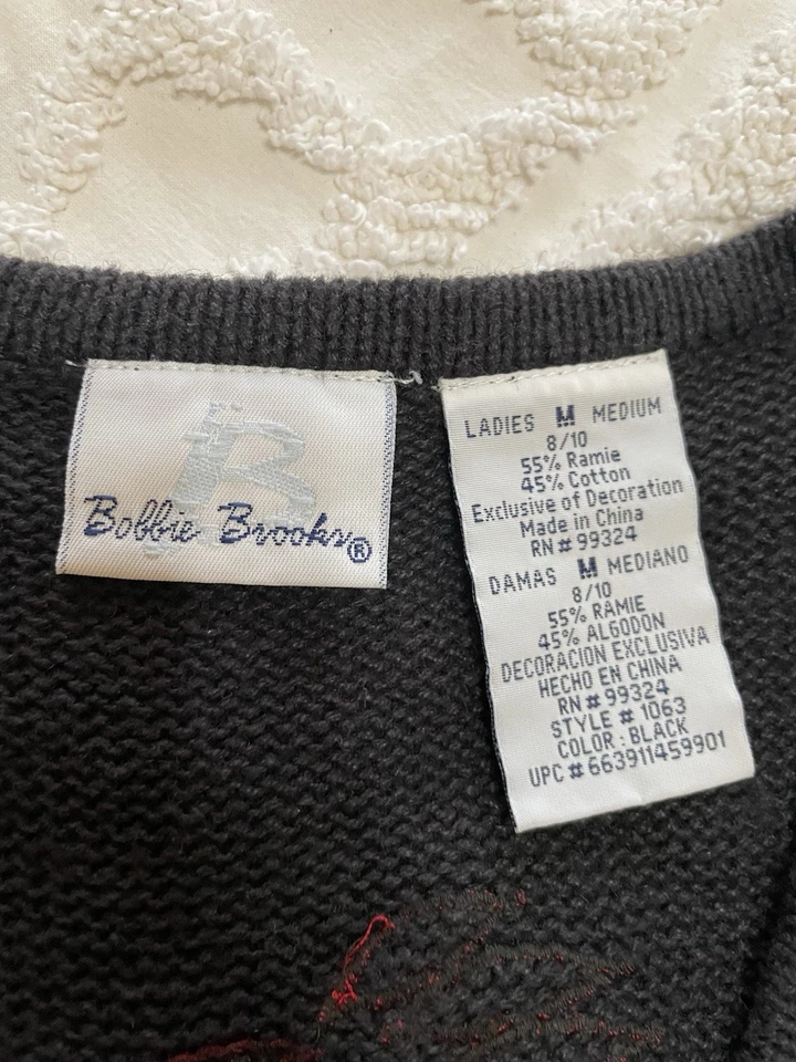 Chaleco de Navidad Bobbie Brooks Mediano Poinsettia Floral Embellecido Tejido Foto 2 de 4