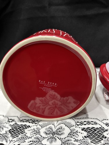 Rae Dunn “MERRY CHRISTMAS” Glossy Red Chubby Canister 9”T X 9”W - Picture 6 of 8