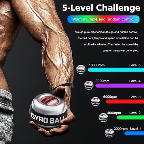 Torque Ball-Metal Gyro Ball Wrist Exerciser Torque Ball Hand Exerciser with Arms - Bild 2 von 2