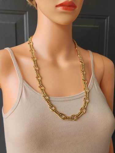 Vintage Signed MONET Hangtag Goldtone Chunky Chain Link 26" Necklace - Picture 6 of 15