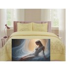 Embroidered Quilted Bedspread Set   Queen & King Size Cream Yellow Design 3 Piec