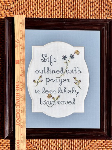 1980’s Framed “Life Outlined In Prayer”… Cross Stitch Picture Folk Art - Picture 4 of 4