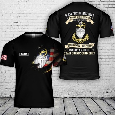 Custom Name US Coast Guard Senior Chief T-Shirt Best Gift For Dad