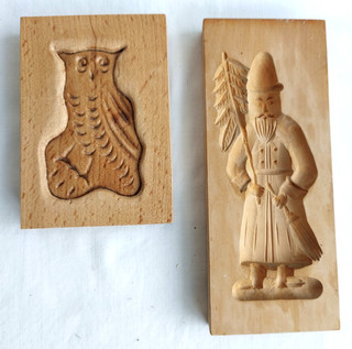2 Spekulatius Model Springerle Gebäckform Spekulatiusmodel Holz Nikolaus Eule