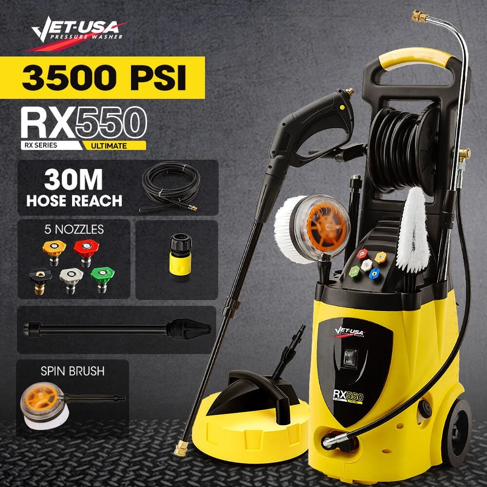 JET-USA RX550 Electric High Pressure Washer 3500PSI Ultimate Pack Cleaner Gurney