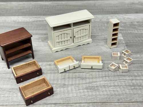 Cassettiera miniatura casa delle bambole vintage stile tradizionale legno funzionante X3 - Foto 3 di 3