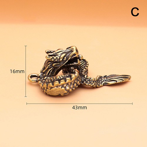 Retro Brass Zodiac Dragon Pendant Keychain Ornament Knapsack Hanging Accessr-^- - Picture 7 of 10