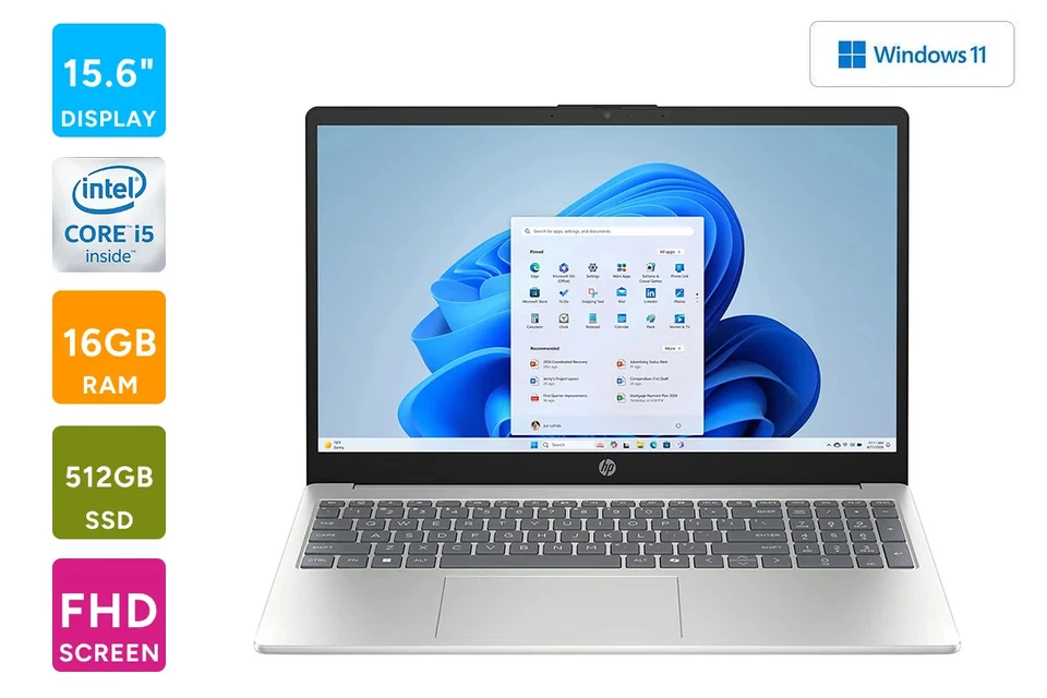 HP Pavilion 15.6" Full HD i5 Touchscreen Windows 11 Laptop (8GB, 512GB,