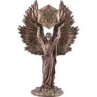 Miniatur Bronzierter Erzengel Metatron HäLt Den Metatronischen WüRfel