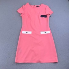 Tommy Hilfiger Dress Womens 8 Peach Stretch Short Sleeves Back Zip Pullover NWT