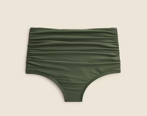 New J. Crew Medium Ruched High-rise Full-coverage Bikini Bottom  Cypress Green - Picture 1 of 3