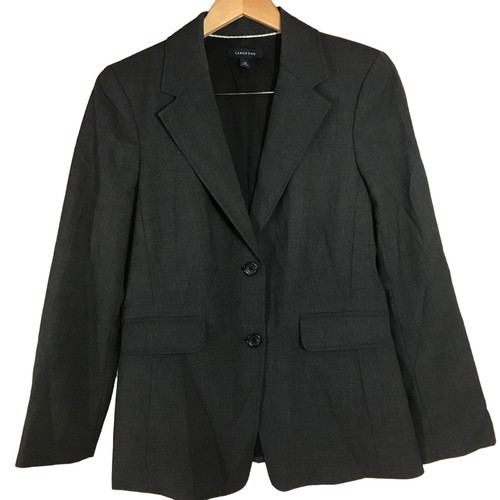 Lands End blazer WOMENS SIZE 10 charcoal grey washable wool career wear to work - Picture 1 of 6