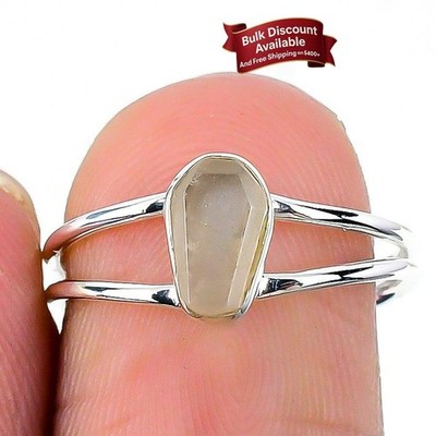 Rosenquarz Stein 925 Sterling Silber Statement Unikat Herz Chakra Ring Gr. 7