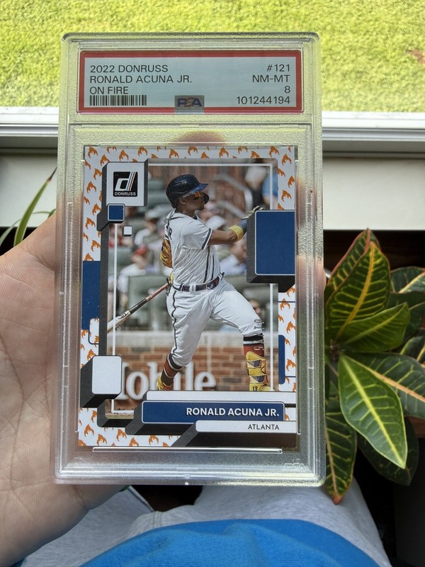 Ronald Acuna Jr. 2022 Donruss On Fire Parallel 1/75 PSA 8 NM-MT Atlanta Braves