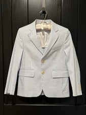 Brooks Brothers Blue  White Striped Seersucker Jacket - Boy  s Size 10
