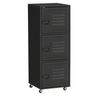 Black 3-Tier Rolling Storage Cabinet, Metal & Particle Board, 103H x 38L cm