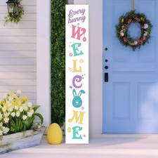 Easter Porch Sign, 47inch Wooden Porch Decor, Tall Leaner Vertical Welcome Si...