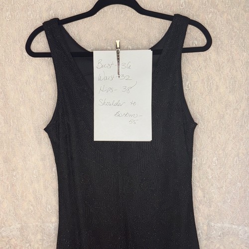Vintage Y2K Harlow Dresses Long Black Shimmer Lace Lined Sleeveless Dress SZ 10 - Picture 17 of 17
