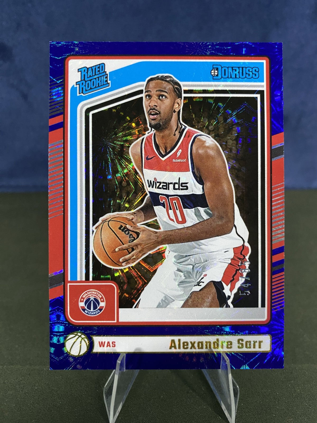 2024-25 Panini Donruss Rated Rookie Alexandre Sarr #215 Blue Fireworks /85 (RC)