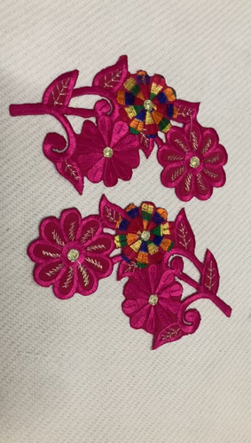 Lot of 2 Iron On Patches Deep Pink Flower Patches for Baby Clothes Accessory - Video 1 of 1