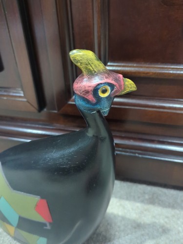 RARE Crowned Guineafowl Hand Carved Feathers Gallery Limited Edition Aztec Vtg - Picture 5 of 8