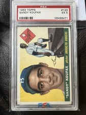 1955 TOPPS BASEBALL #123 SANDY KOUFAX RC DODGERS RARE HOF ROOKIE CARD PSA 5 EX!