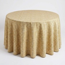 Gold Jacquard Wedding Tablecloth Chrisma Polyester Dining Cover