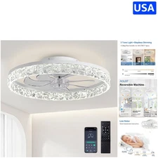 19.7" Ceiling Fan with LED Lights, Remote Control & Memory Feature - White