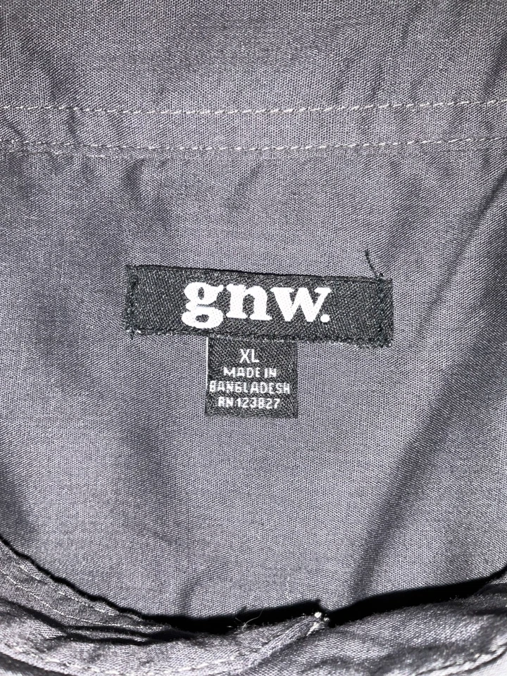 Camisa masculina extra grande cinza manga curta com botões GNW - Imagem 3 de 3