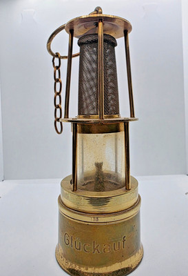 Vintage Deutsche Messing Bergmann Sicherheitslampe - ''Glückauf'' D&P Dortmund - 50er/60er Jahre