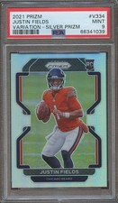 Justin Fields 2021 Prizm Silver Variation Silver Prizm RC Rookie Bears PSA 9