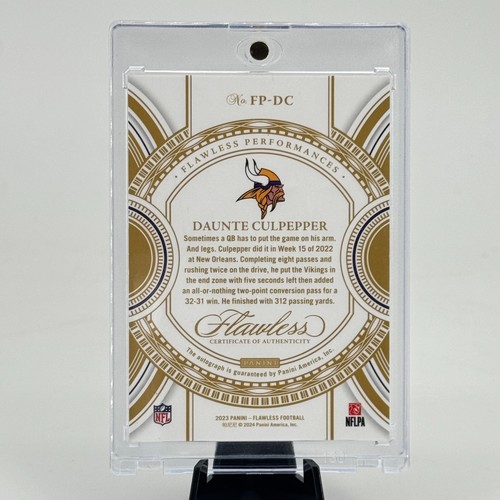 2023 Flawless Performances Sapphire Daunte Culpepper Vikings ON CARD AUTO 1/10 - Picture 2 of 2