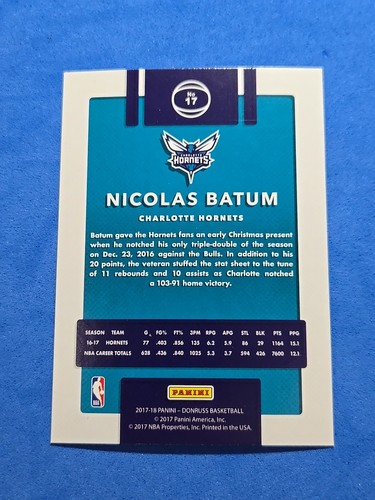 Nicolas Batum Panini Donruss #17 2017-18 - Imagen 2 de 2