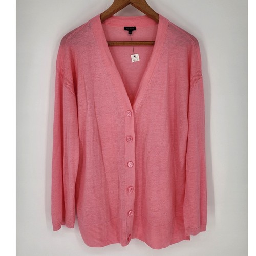 Talbots 100% Linen Lightweight Cardigan Sweater Pink Women’s Size Large - Picture 2 of 7