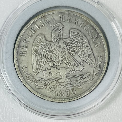 1870 Mo C Un Peso Mexico Balance Scale National Republic Era Ley Libertad .709 S - Picture 8 of 8
