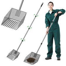 Stainless Steel Chicken Poop Scooper  Rake - Heavy-Duty 2-in-1 Sand Sifter S...