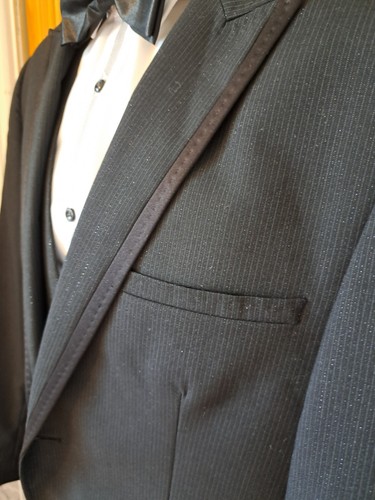 FELLINI SLATERS MENS GLITTER TUXEDO SUIT JKT & W/COAT 38S PANTS 32S + 2 BOW TIES - 第 18/24 張圖片
