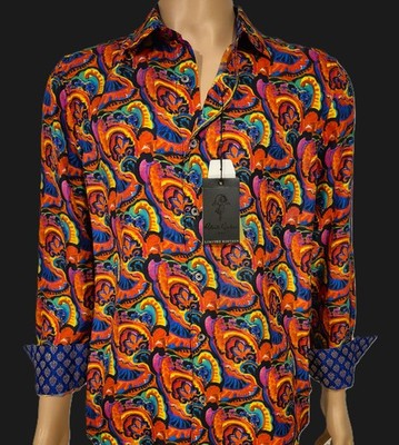 NWT $398 ROBERT GRAHAM LIMITED EDITION PURE SILK ABSTRUCT COLORFUL SHIRT XL
