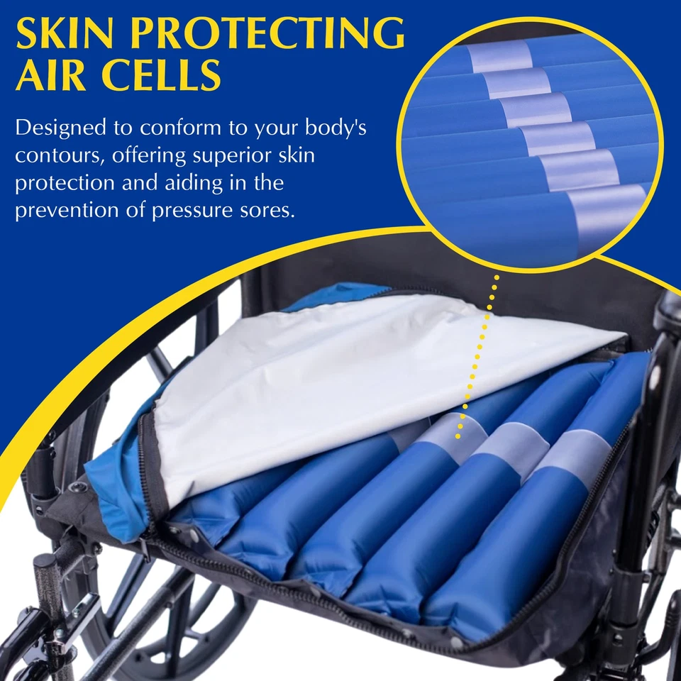 Cojín de celda de aire para asiento de silla de ruedas para aliviar el dolor por presión - Promueve el flujo sanguíneo Foto 3 de 4