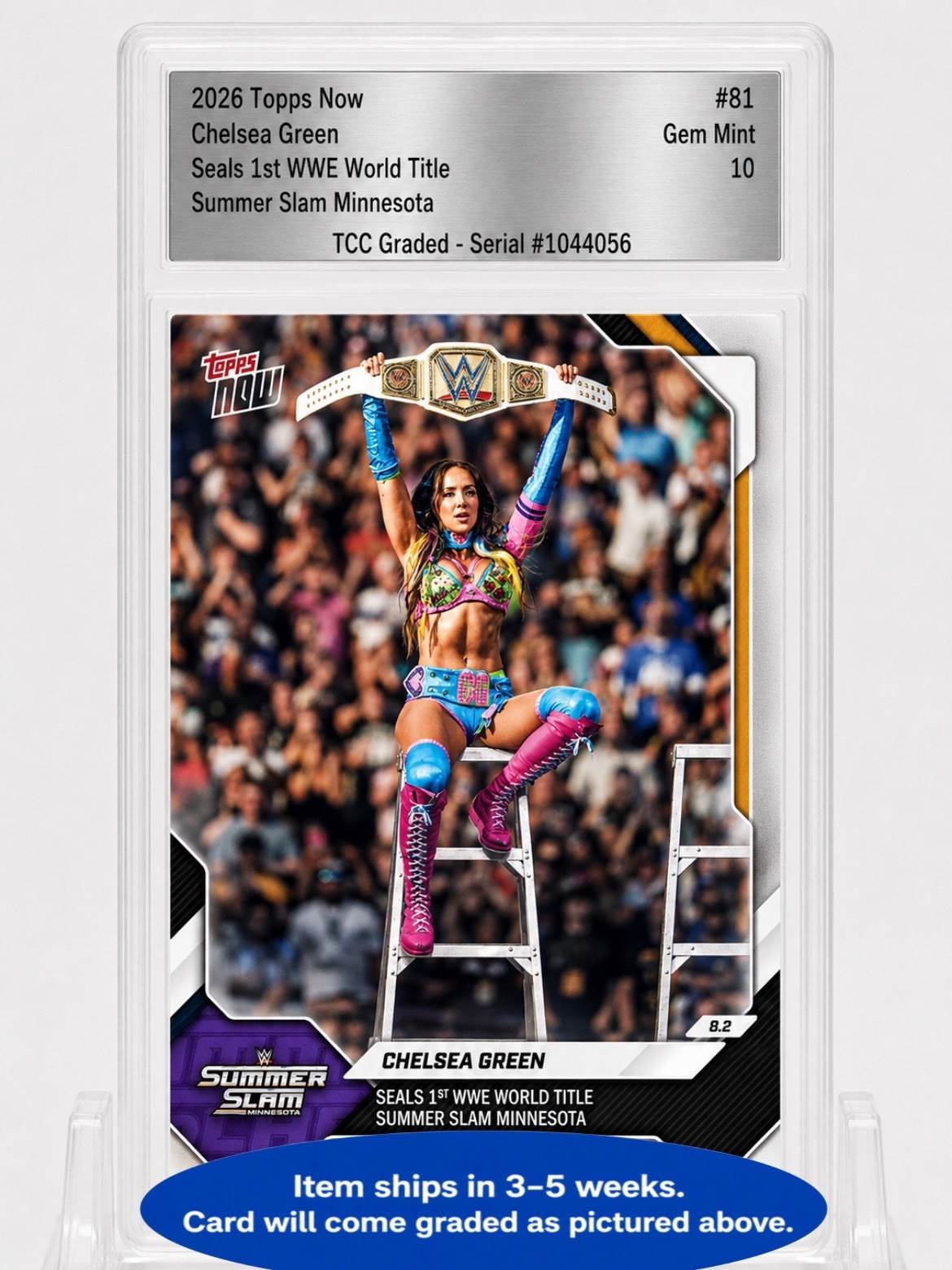 2026 Topps Now Chelsea Green 1st WWE World Title TCC Graded Gem Mint 10 view 3