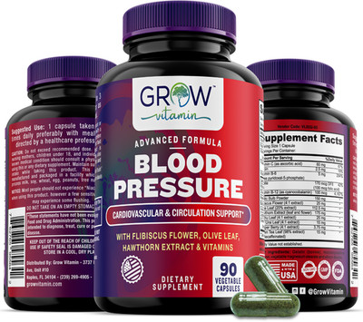 Blood Pressure Support, High BP Supplement with 13 Vitamins & Herbs - 90 Capsule