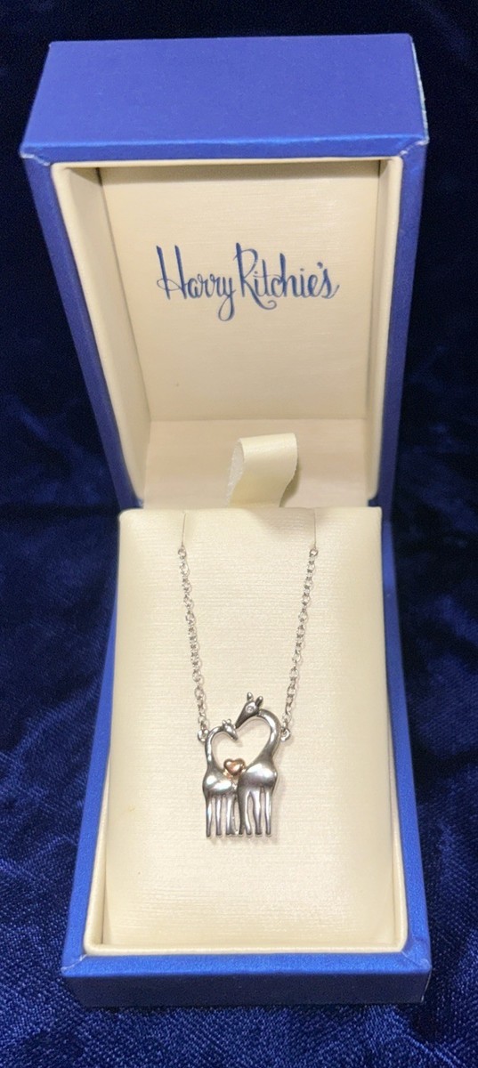 VTG Harry Ritchie’s Giraffe Sterling Silver Pendant Heart Necklace 16 ” ODI