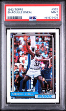1992 TOPPS SHAQUILLE O'NEAL RC ROOKIE CARD #362 Orlando Magic - PSA 9 MINT