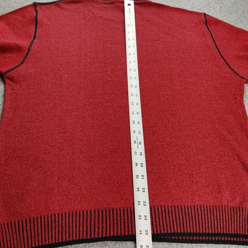 Montechiaro Sweater Men Large Red Made In Italy Merino Wool Casual Dad Grandpa - Picture 9 of 11
