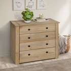 Panama 4 Drawer Chest of Drawers Solid Pine Wood Waxed Oak Finish