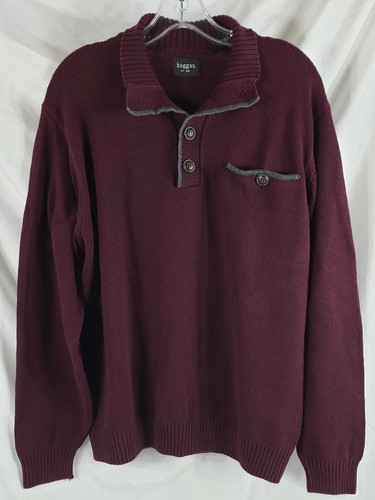 Haggar Sweater Men's Large Qtr. Button Up Maroon Pre-Owned - Picture 3 of 7
