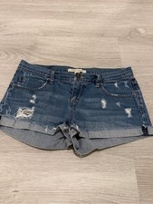 Forever 21 Distressed Dark Blue Denim Cutoff Shorts size 28