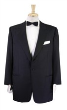 Ermenegildo Zegna Black 1-Btn Peak Lapel Tuxedo Formal Wedding Blazer Jacket 42R